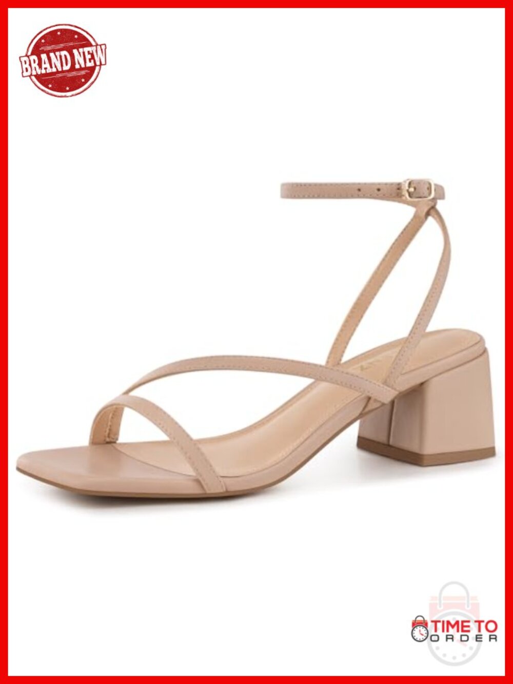 CELLENZ Women Chunky Low Heel Strappy Sandals Comfortable Open Toe Faux Leather